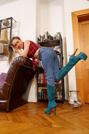 Anna O In Denim And Boots 13