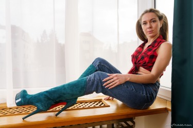 Anna O In Denim And Boots 4