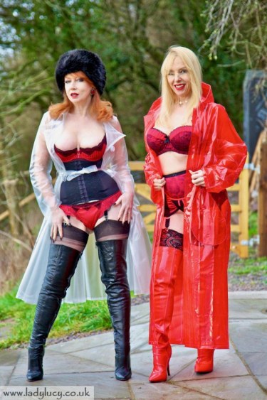 Lucy Gresty And Red In Vinyl Macs, Thigh Boots And Lingerie 2