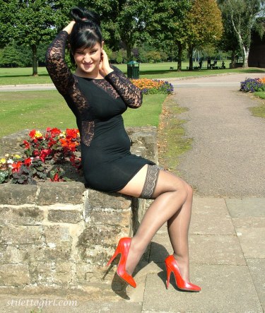 Nicola Outdoors In Red High Heels 13