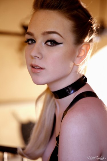 Alaina Fox In Black Latex Lingerie 1