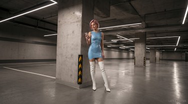 Alia In Latex Mini Dress And High Boots 1
