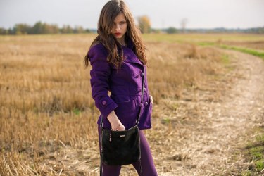 Audrey In Purple Coat And Tights 2