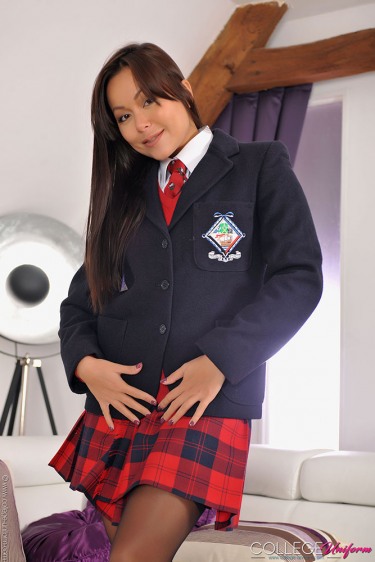 Brunette Student Lily S In Her Uniform 1
