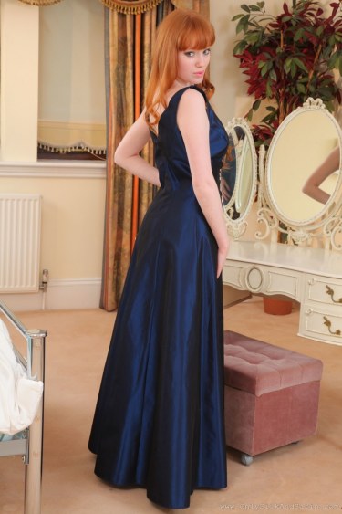 Charlie E Takes Off Her Long Blue Dress 1