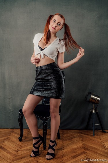 Charlie Red In Leather Skirt 5