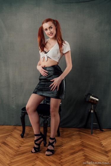 Charlie Red In Leather Skirt 6
