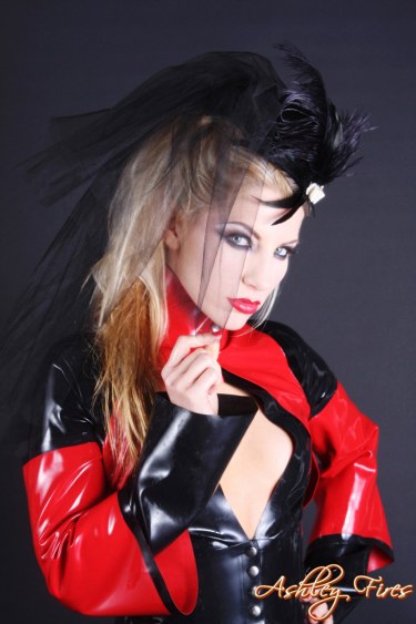 Elegant Latex Blonde Ashley Fires 1