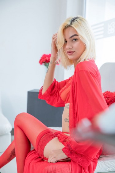 Hot Antonella Pisani In Sexy Red Lingerie 1