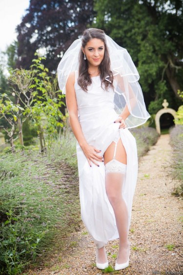 Hot Brunette Bride Carolina Abril In The Garden 1