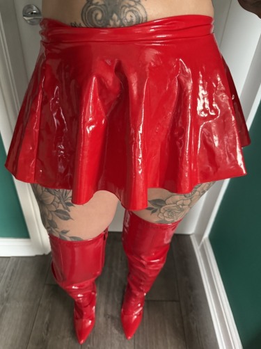 Inked Milf In Red Latex 9