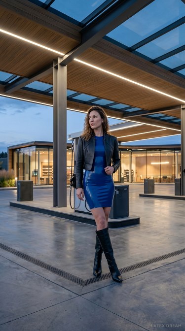 Ira In Sapphire Latex Dress Blue Hour 7