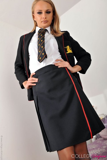 Ivana Sugar In College Uniform And Nylons 1