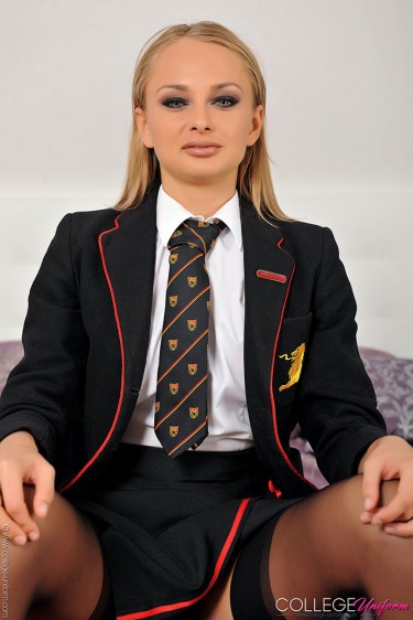 Ivana Sugar In College Uniform And Nylons 3