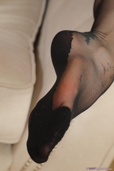 Ivy Rain As Satin Bloused Secretary With Black Stockings 11