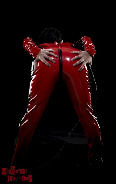 Jasmine Jones In Red Pvc Catsuit 6