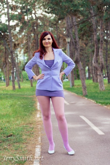 Jeny Smith In Purple Pantyhose 1