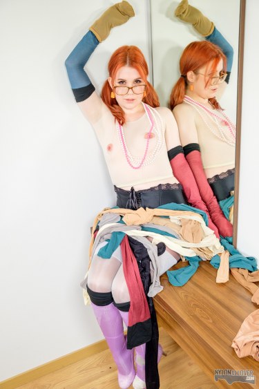 Kaira In Glasses Wears Nylon All Over 14