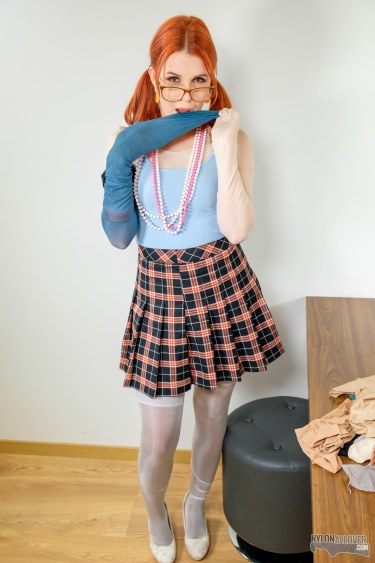 Kaira In Glasses Wears Nylon All Over 16