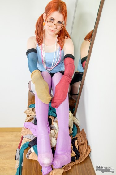 Kaira In Glasses Wears Nylon All Over 9