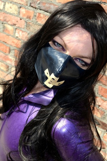 Kitty In Purple Latex Catsuit In Public 12