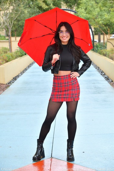 Kylie With Red Umbrella 2