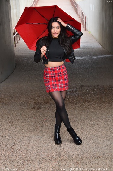 Kylie With Red Umbrella 3