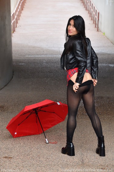 Kylie With Red Umbrella 5