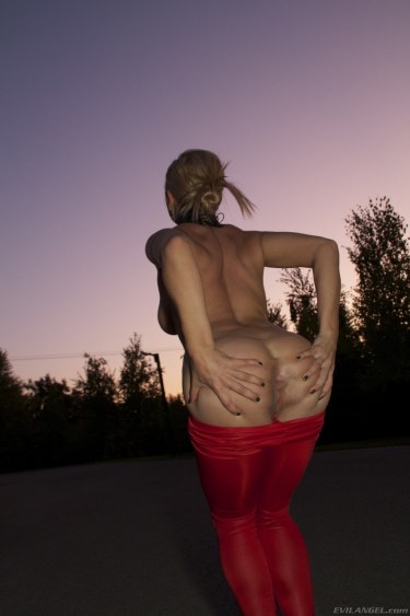 Leather Glad Lea Lexis On A Public Street 13