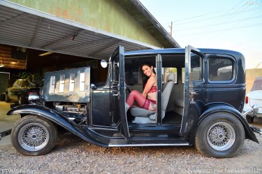 Lingerie Beauty Ashley Wolf Poses In A Car 5