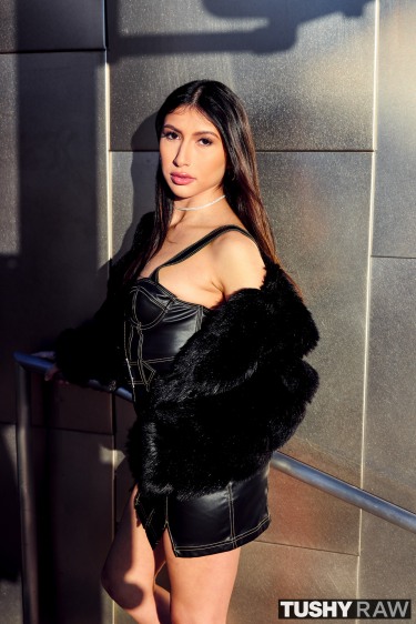 Penelope Woods In Leather Dress 3