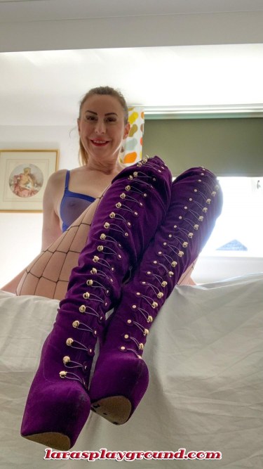 Purple Boots And Fishnet Tights 8