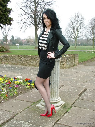 Sexy Clothed Chery Poses Outdoors 2