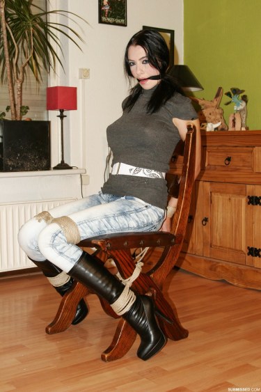 Sexy Dark Haired Leyla Bound On A Chair 1