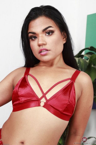 Summer Col Teases In Red Lingerie 4