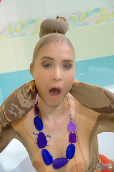 Wet Nylon Fun With Jennifer Mendez 14